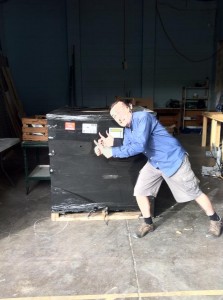 Andrew Dearman and the massive box of ducting parts from Ductware
