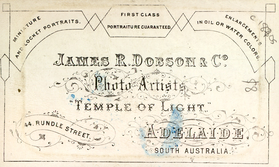 The back of a Carte de Visite from Adelaide- advertising the studio's prowess. 