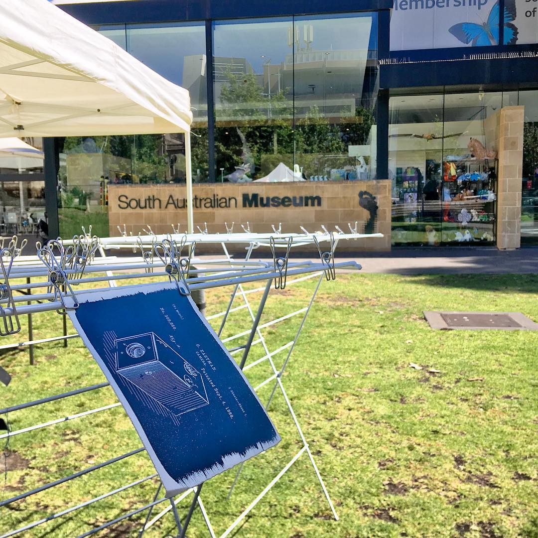 Making stuff on the front lawns this weekend - come say hi! #bluegoo #wearingalabcoatinpublic #cyanotype #workshop #free #science